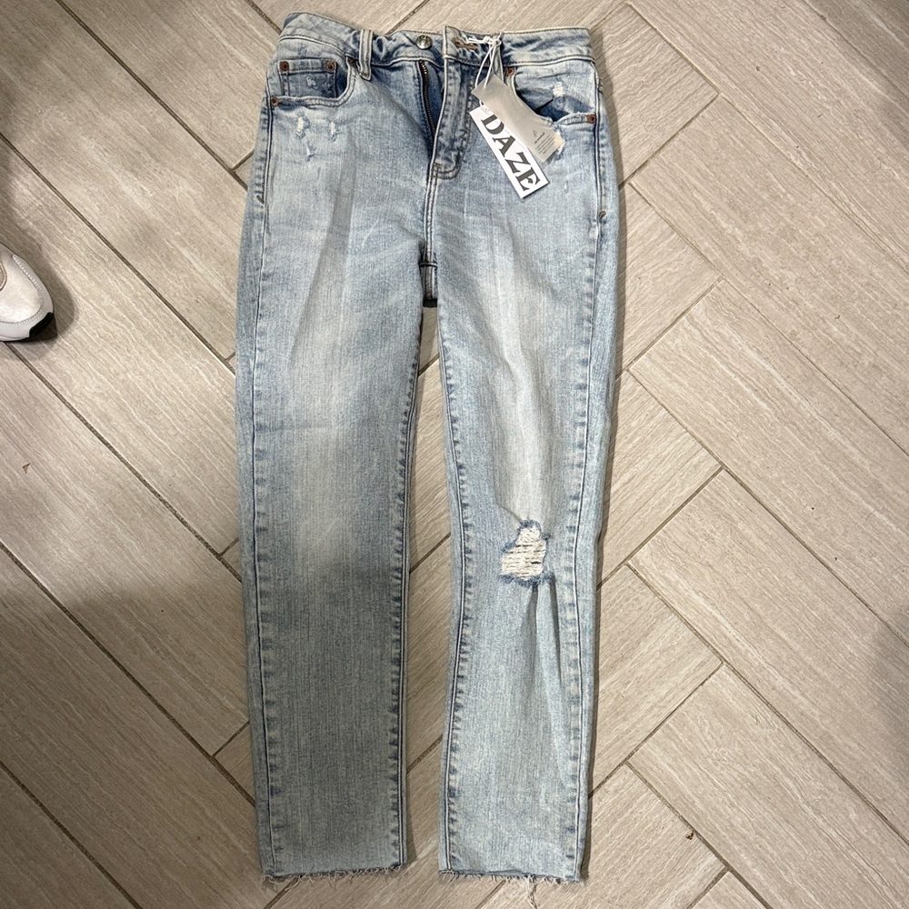 Women's Light Blue Distressed Jeans